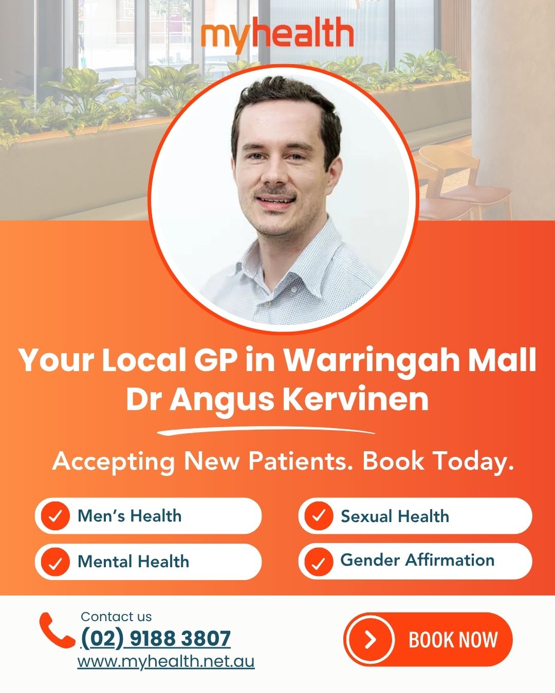 Myhealth Warringah Mall Facebook ad: Book Your Appointment Today