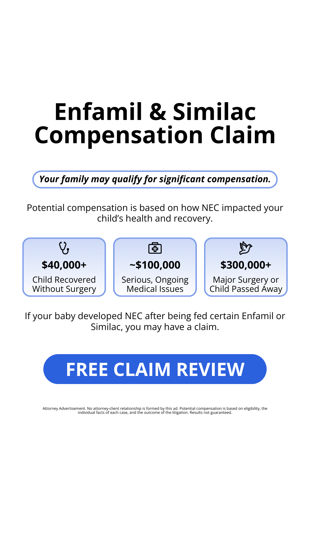 NEC Infant Formula Claims Facebook ad