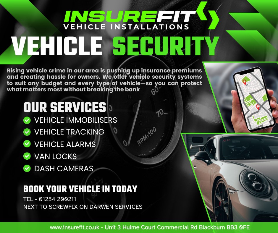 Insurefit Vehicle Installations Facebook ad: Vehicle Crime Is Rising, Protect Yours Today