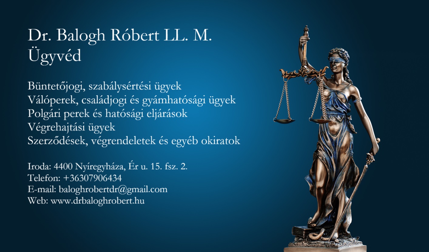 Dr. Balogh Róbert LL M ügyvéd Facebook ad: Dr. Balogh Róbert LL.