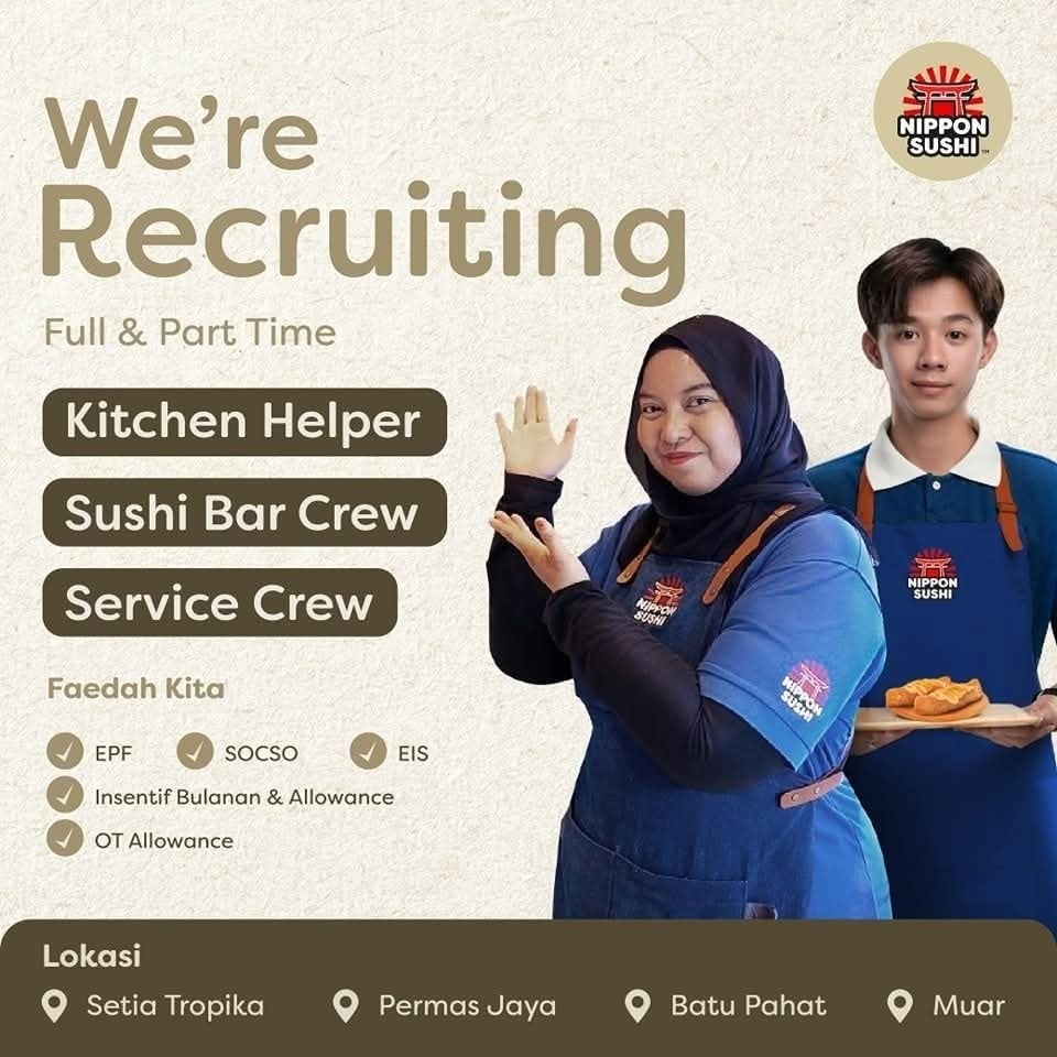 Nippon Sushi Muar Facebook ad: JOB VACANCY:l
