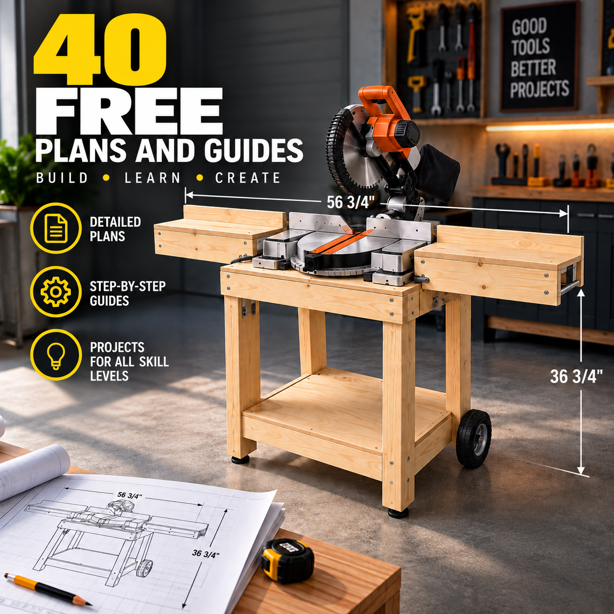 DIY Cheat Sheet.com Facebook ad: Free Woodworking Plans: Build Something Amazing This…
