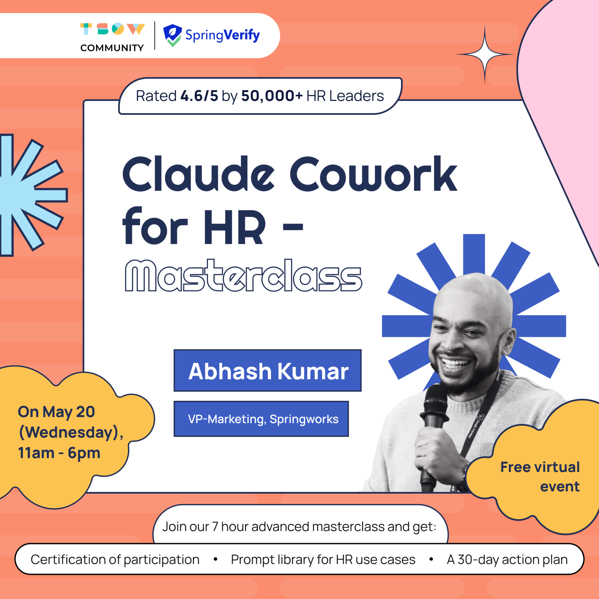 Springworks Facebook ad: Advanced Claude Cowork for HR Professionals