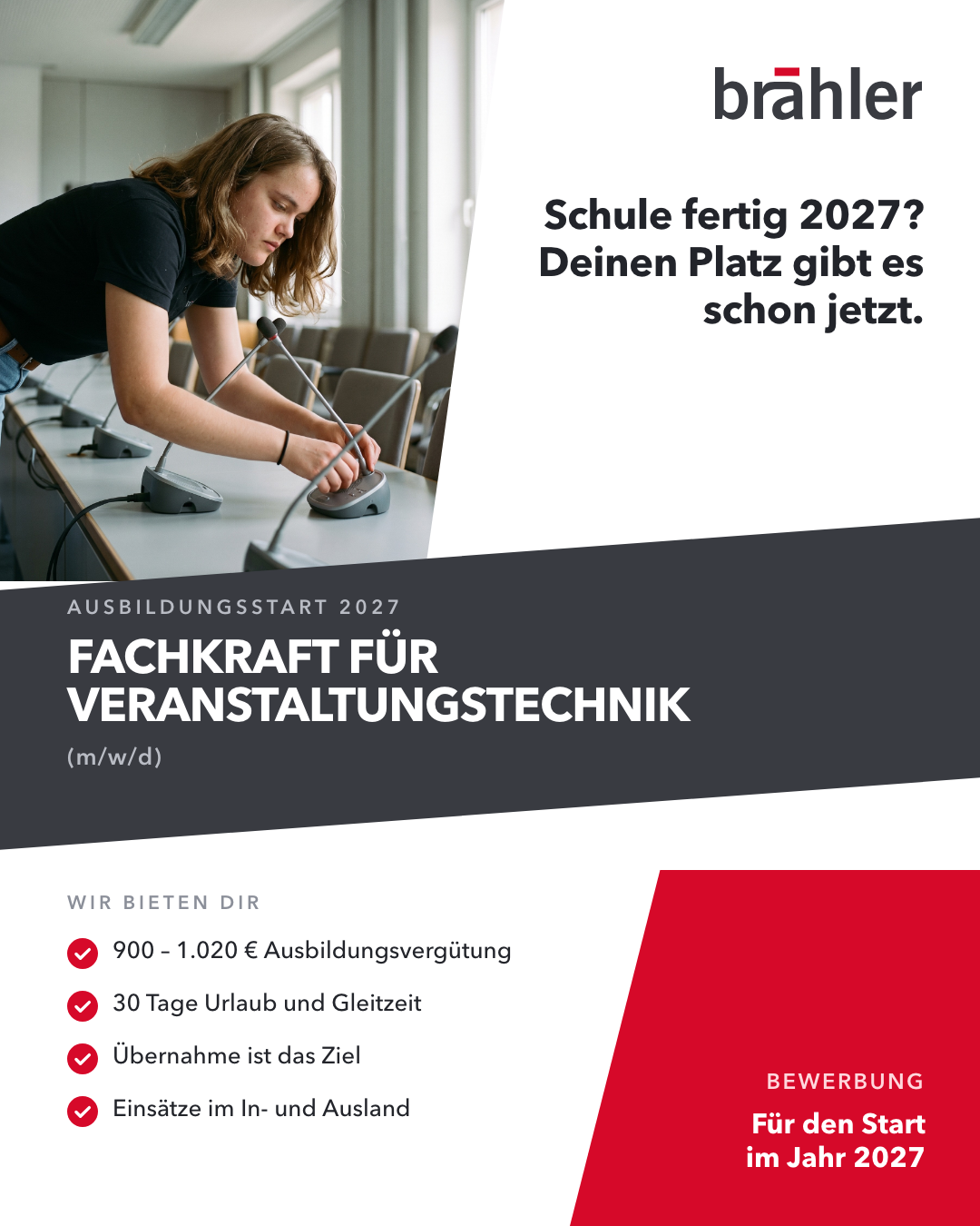 Brähler ICS Konferenztechnik Facebook ad: Bewerben in drei Minuten