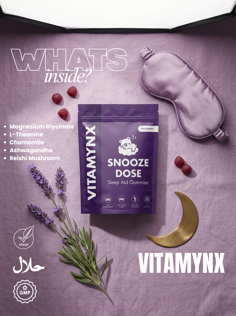 Vitamynx Facebook ad: Snooze Dose, Sleep Aid Gummies