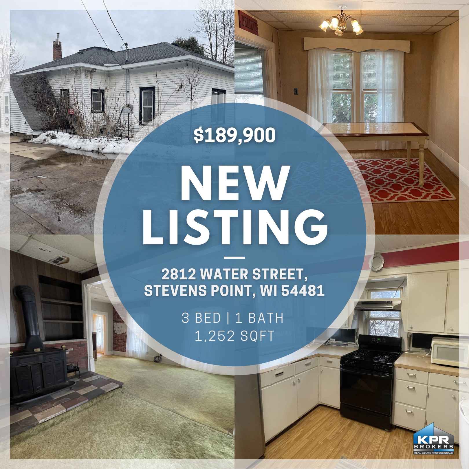 Team Kitowski at KPR Brokers LLC - Real Estate Professionals Facebook ad: 3 bed/1 bath Home in Stevens Point for $189,900