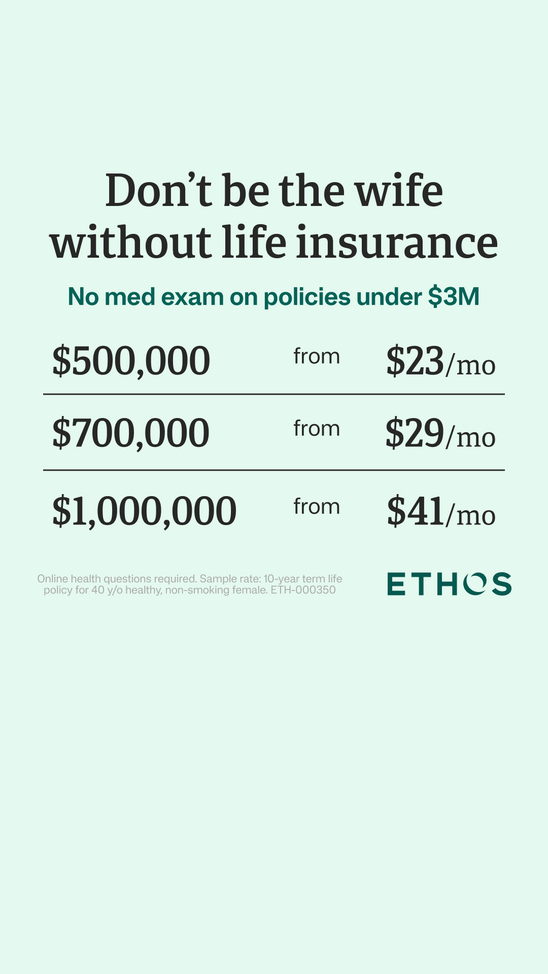 Ethos Facebook ad
