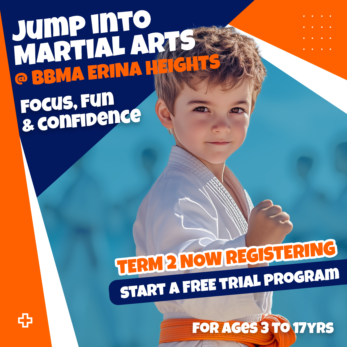 BBMA Erina Heights Facebook ad: Term 2 Kids Karate FREE Intro Program