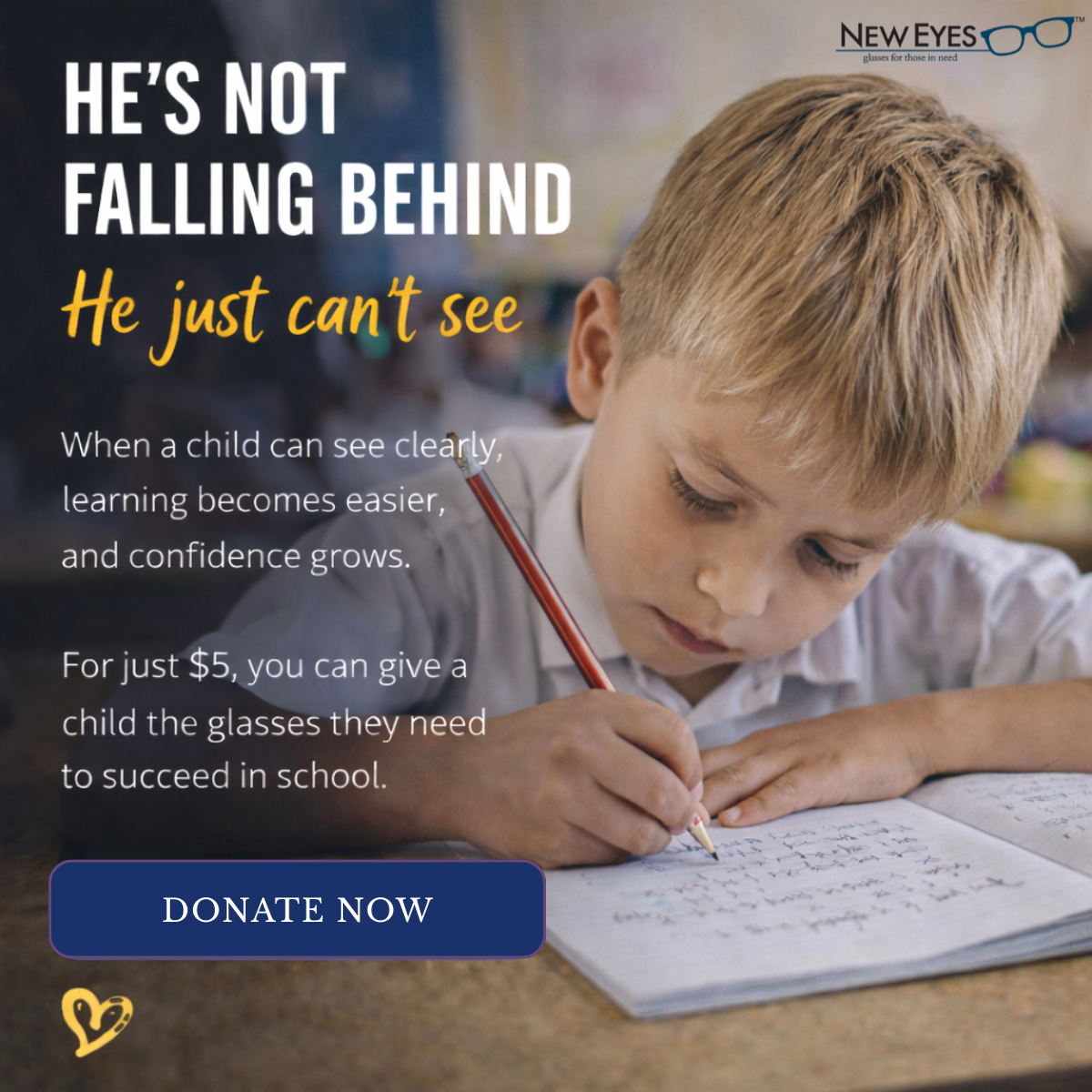 New Eyes Facebook ad: $5 can be the difference.