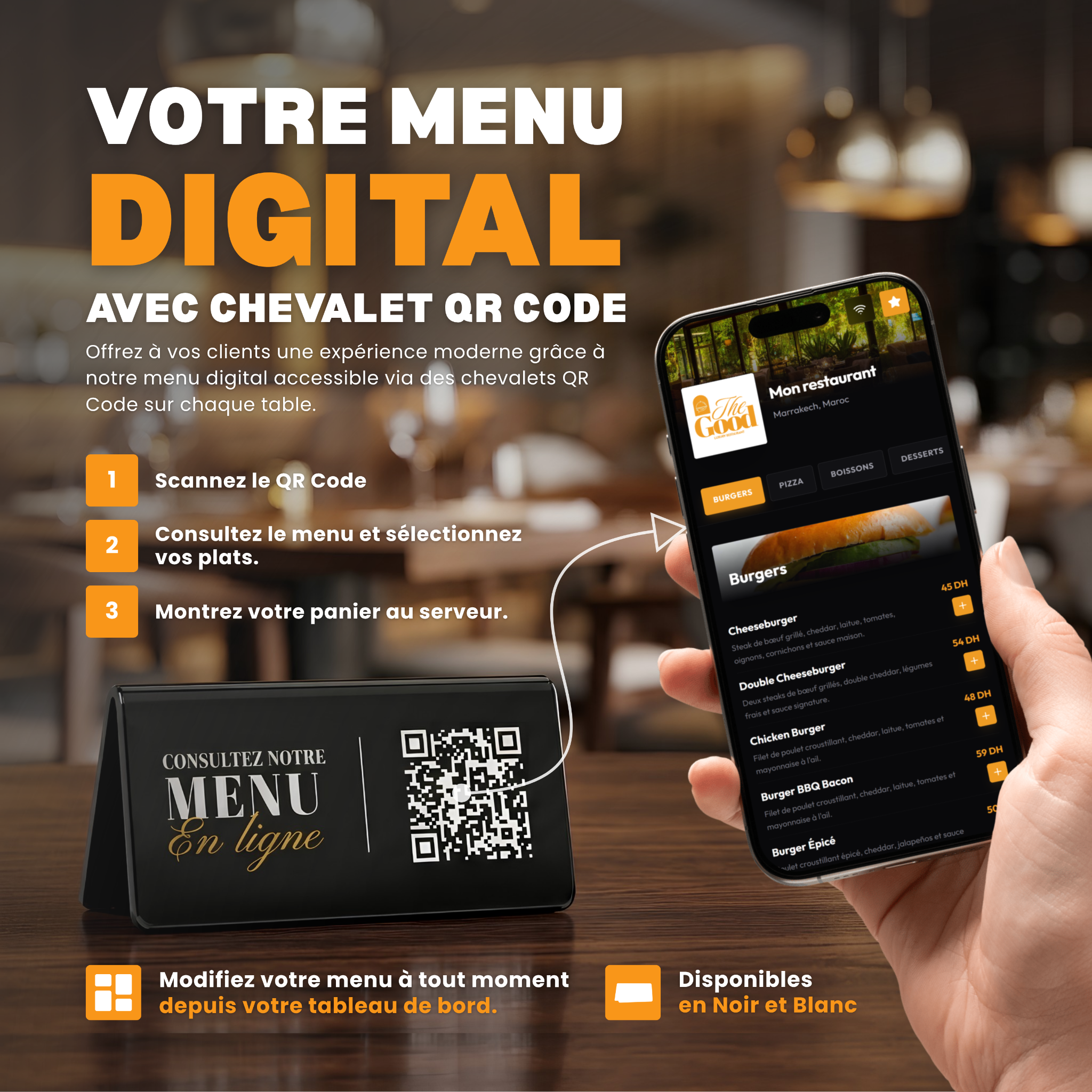 AviBoost Facebook ad: Modernisez votre restaurant avec un menu digital