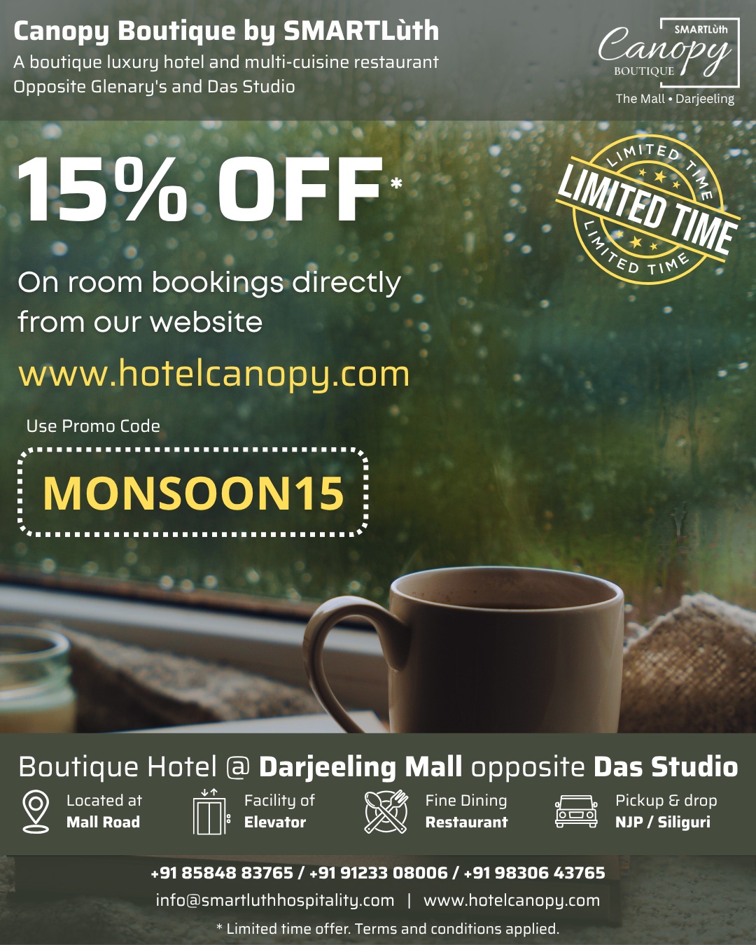 SMARTLùth Hospitality Facebook ad: Best Hotel in Darjeeling Near Mall Road | Canopy Boutique