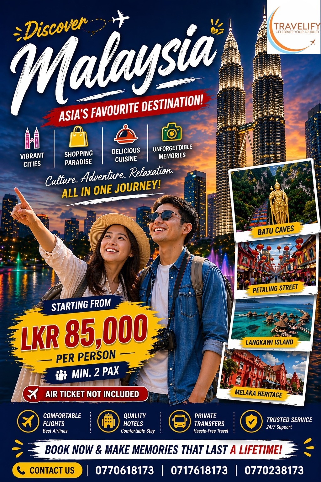 Travelify Facebook ad: Discover Malaysia with Travelify (Pvt) Ltd!