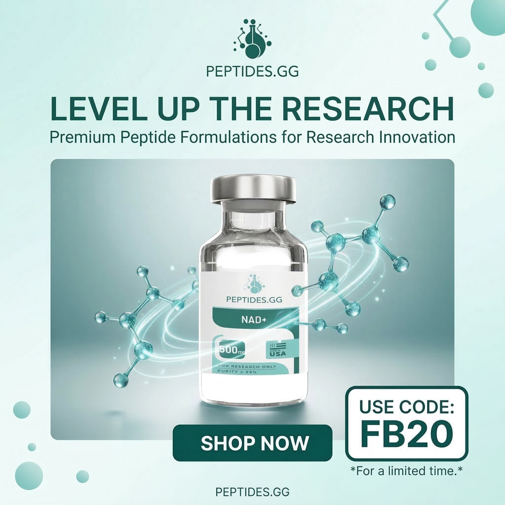 Peptides.GG Facebook ad: Premium Research Peptides