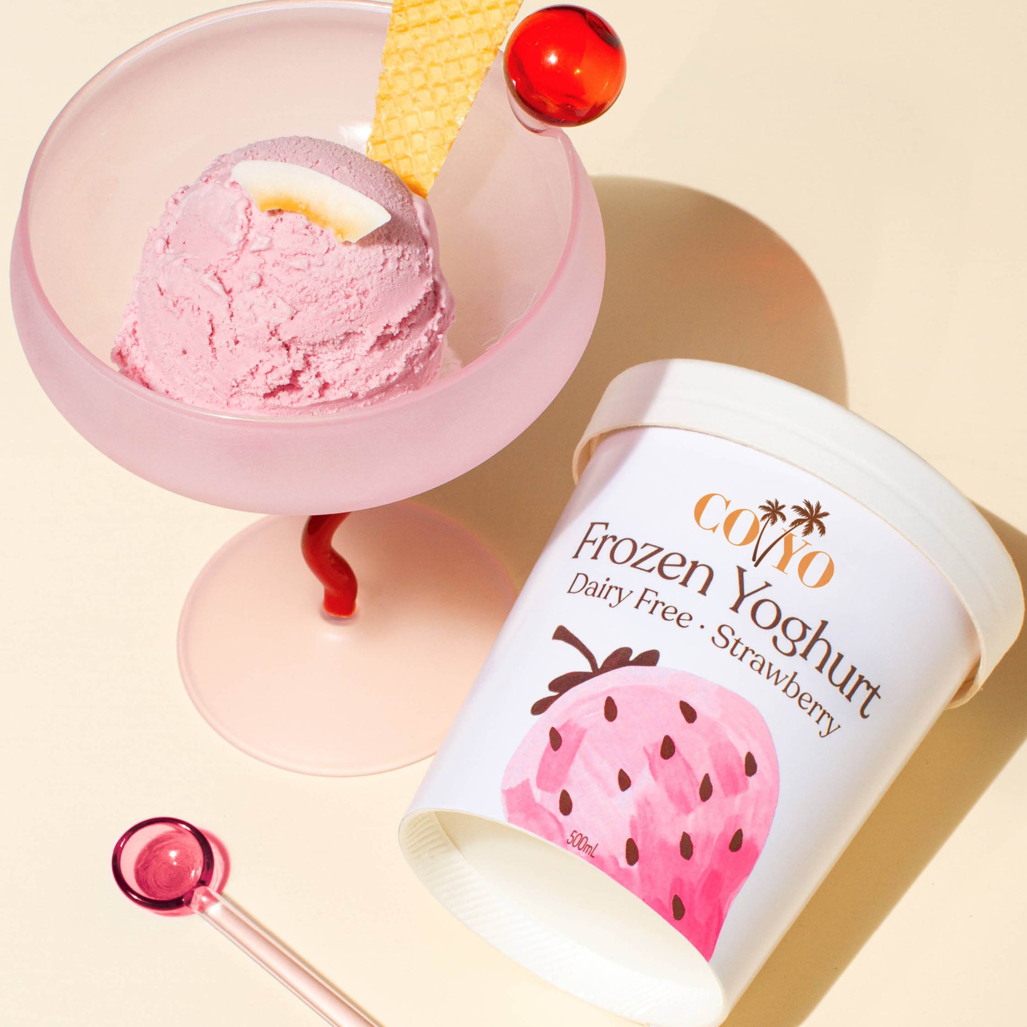 COYO Organic Facebook ad: Our dairy-free frozen yoghurts are made with real…