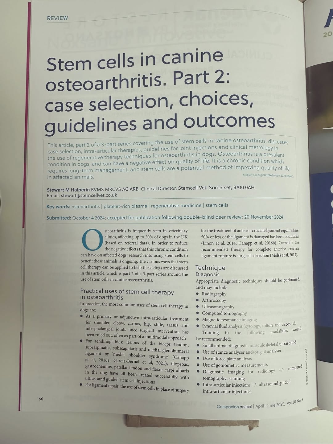 stemcellvet.co.uk Facebook ad: Huge congratulations to Dr.