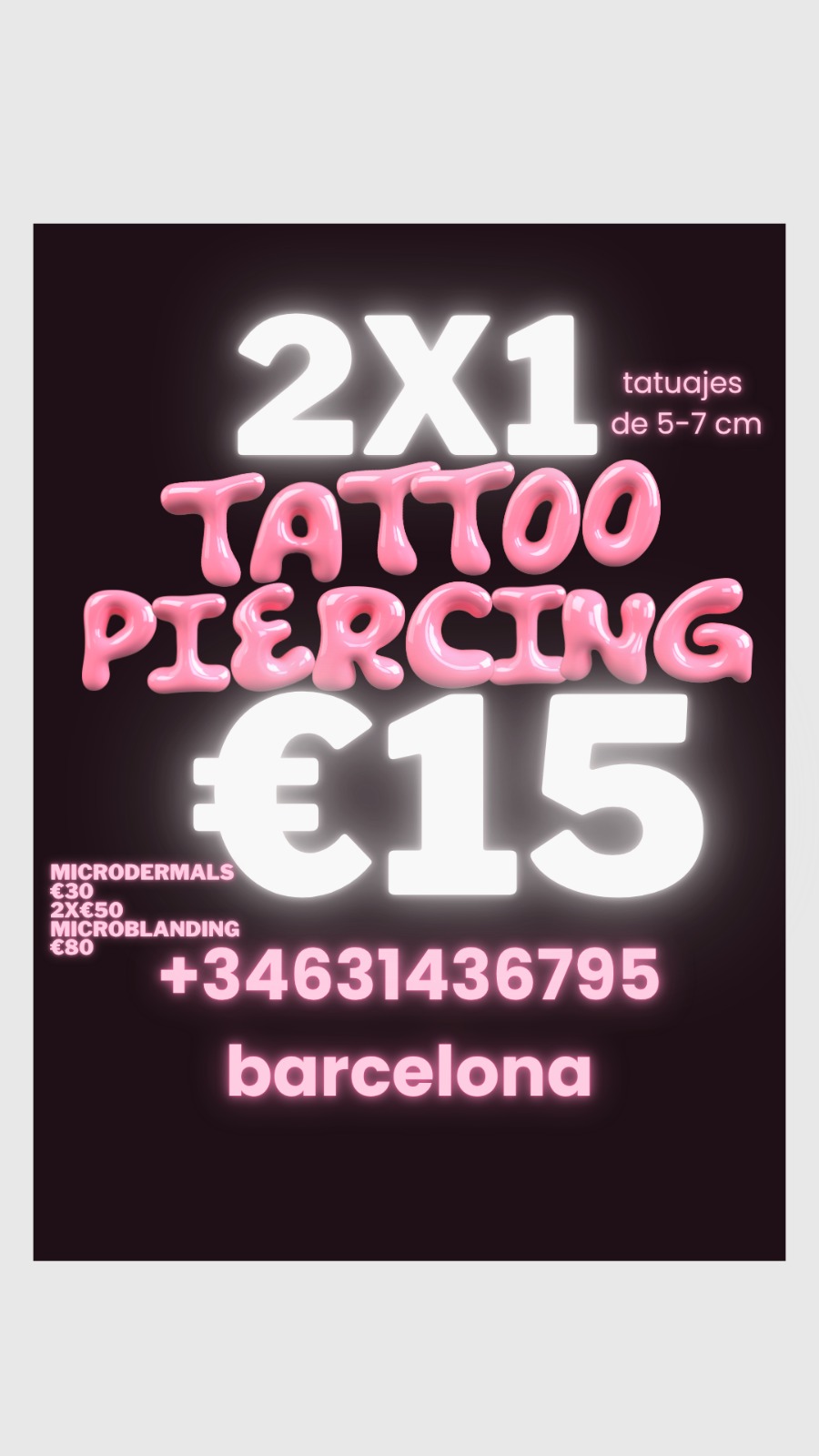Kchv Tatuajes&Piercings Facebook ad: PROMO 2 TATTOO POR €15 DE 5-7cm LINEALES.Para…