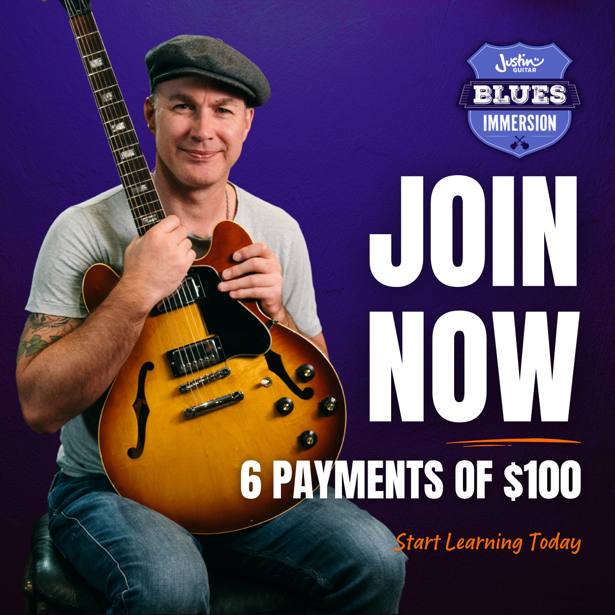 JustinGuitar Facebook ad: Stop Collecting Licks. Start Playing Blues.
