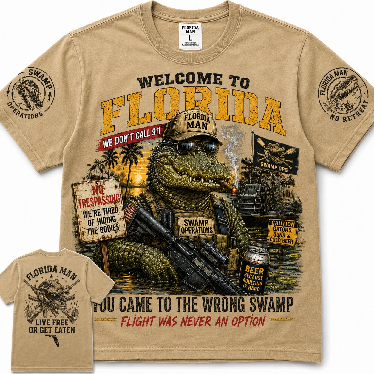 Loenoo Facebook ad: Florida Swamp Ops No Trespassing Tee