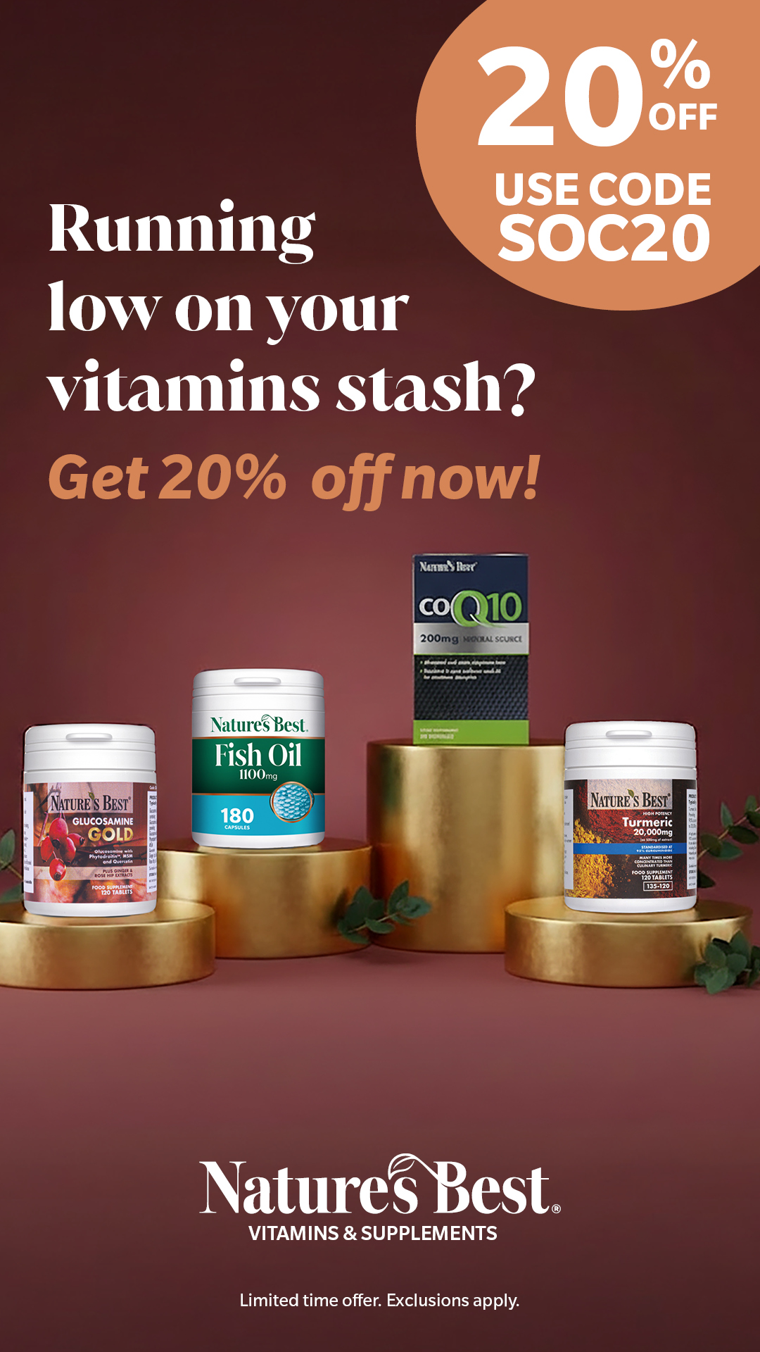 Nature's Best Facebook ad: Use code SOC20