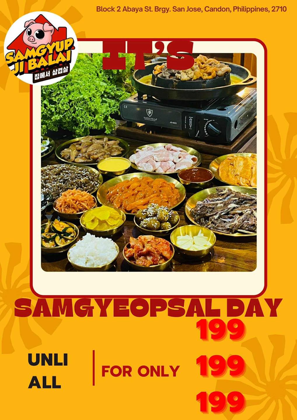 Samgyup Ji Balai by Chixtealaok Candon, Ilocos Sur Facebook ad: Annyeong Chingus!