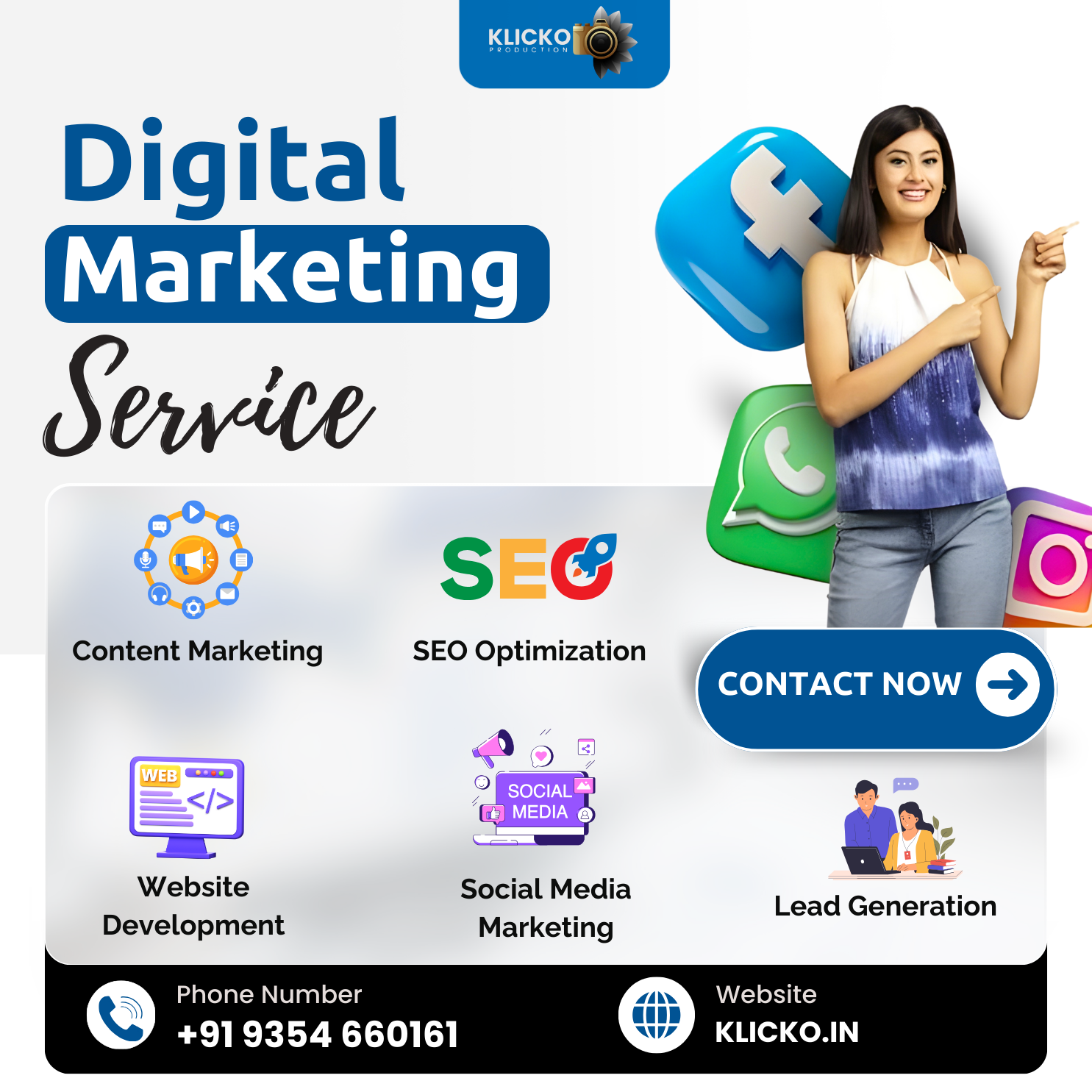 Klicko Production Facebook ad: Grow Your Business with Digital Marketing