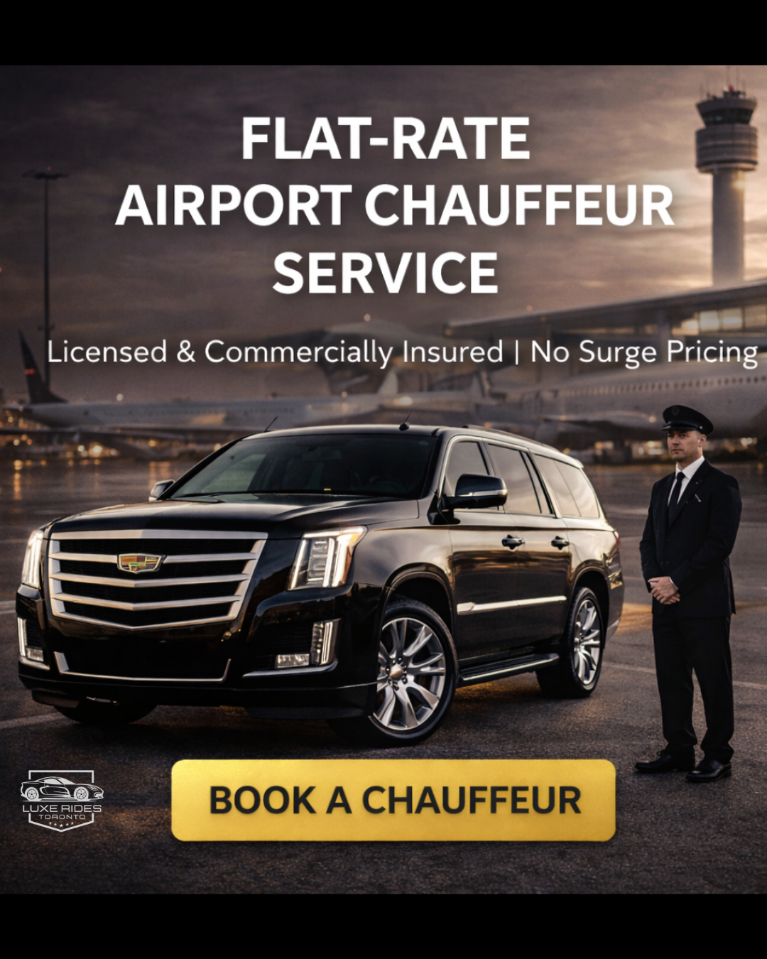 Luxe Rides Toronto Facebook ad: Luxury Airport Pickup Flat Rate