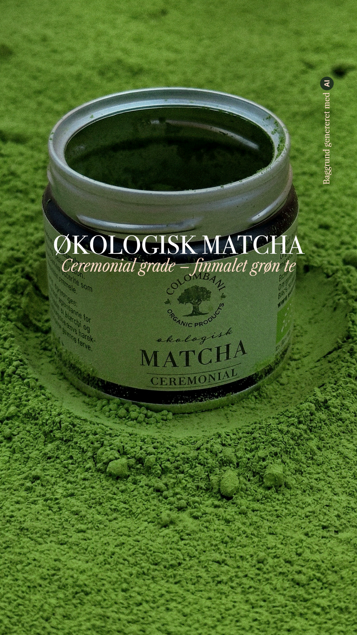 Colombani.dk Facebook ad: Økologisk matcha te fra Kagoshima