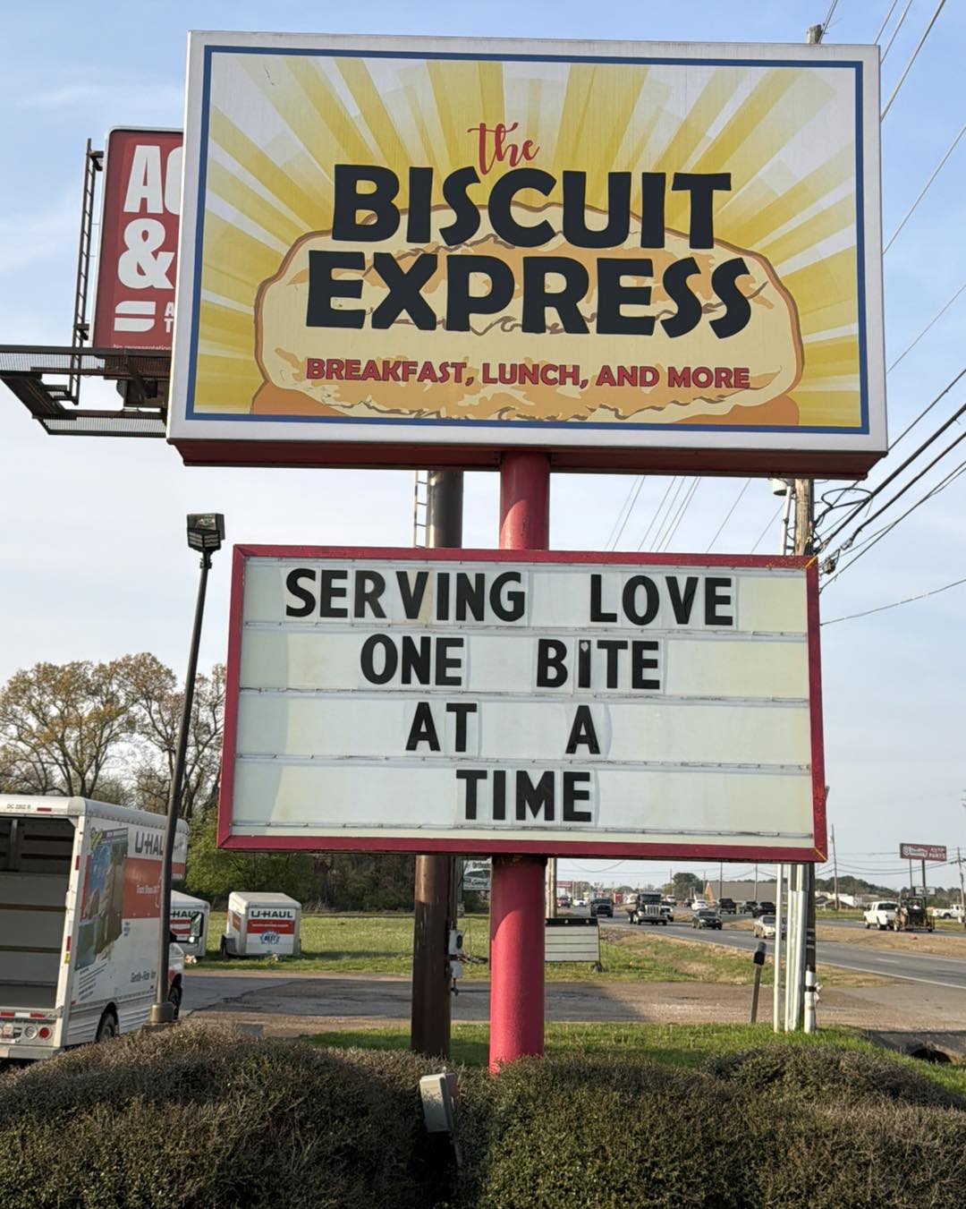 Biscuit Express in Moores Mill and Meridianville Alabama Facebook ad: Hit That Biscuit Button