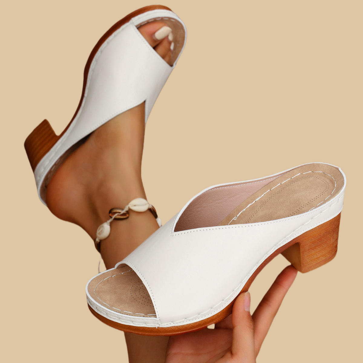 Elves Pray Facebook ad: NEW ARRIVAL 70% OFF - Orthopedic Chunky High Heel Sandals
