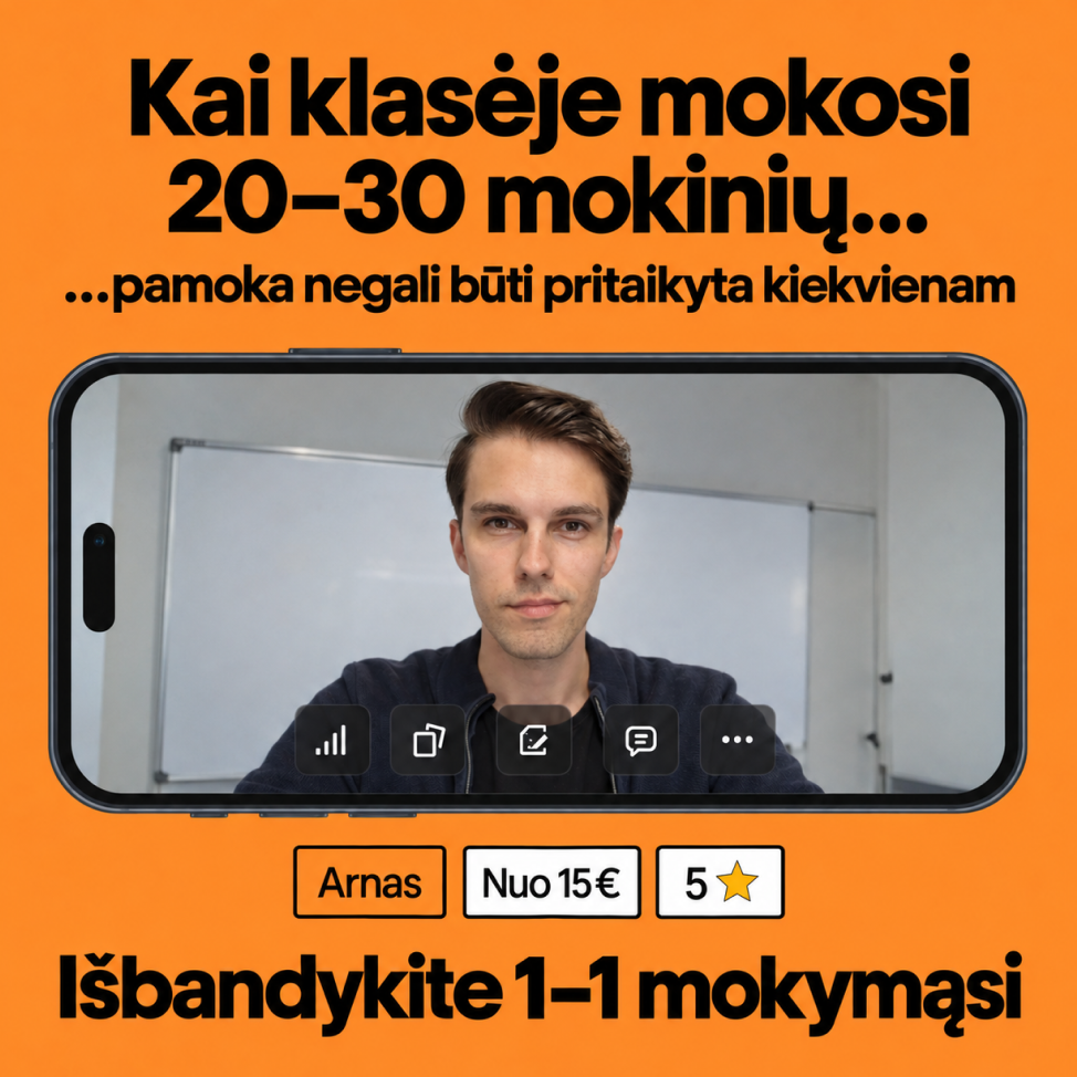 Mokytojas Eimantas Facebook ad: Išankstinė registracija