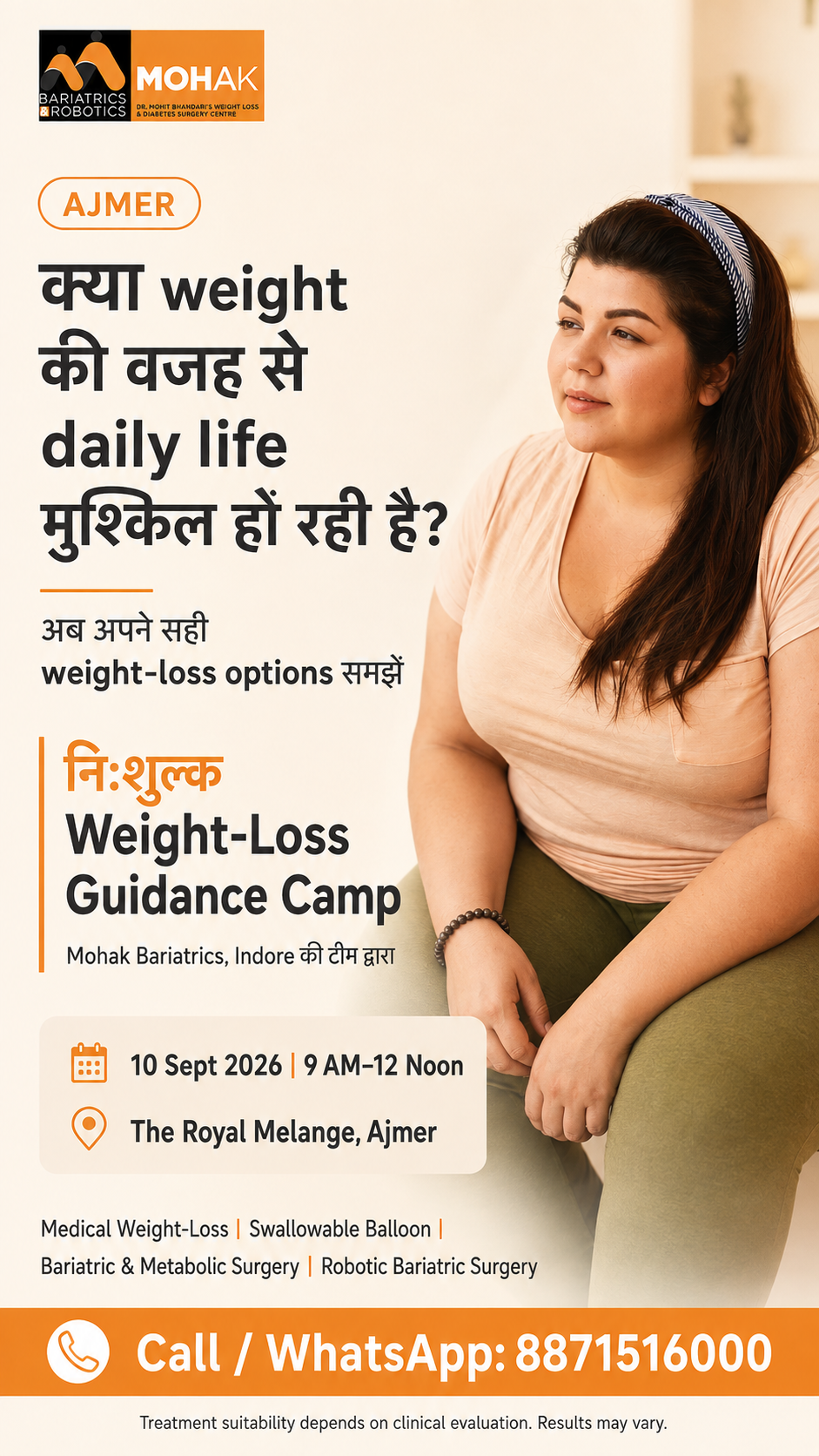Mohak Bariatrics & Robotics Facebook ad: Weight-Loss treatment का decision सिर्फ कितने किलो कम…
