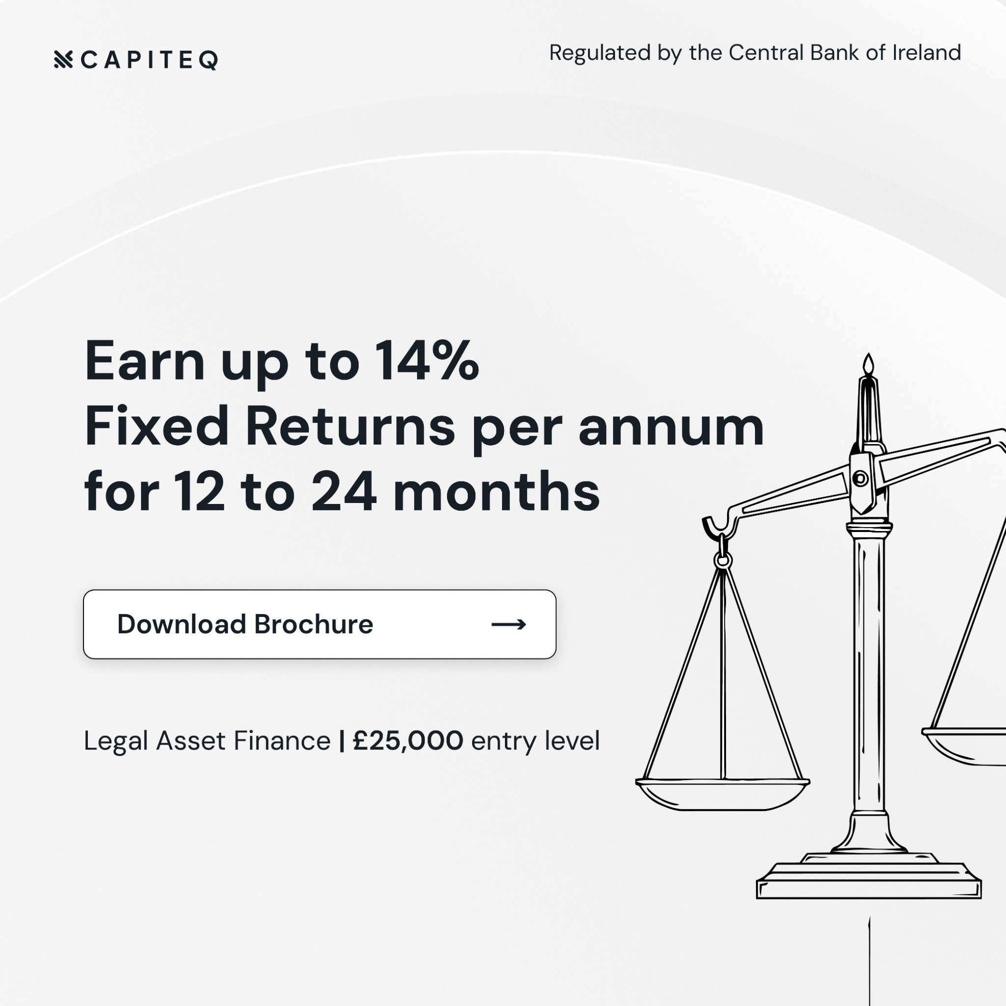 Capiteq.uk Facebook ad: Up to 14% Fixed Returns