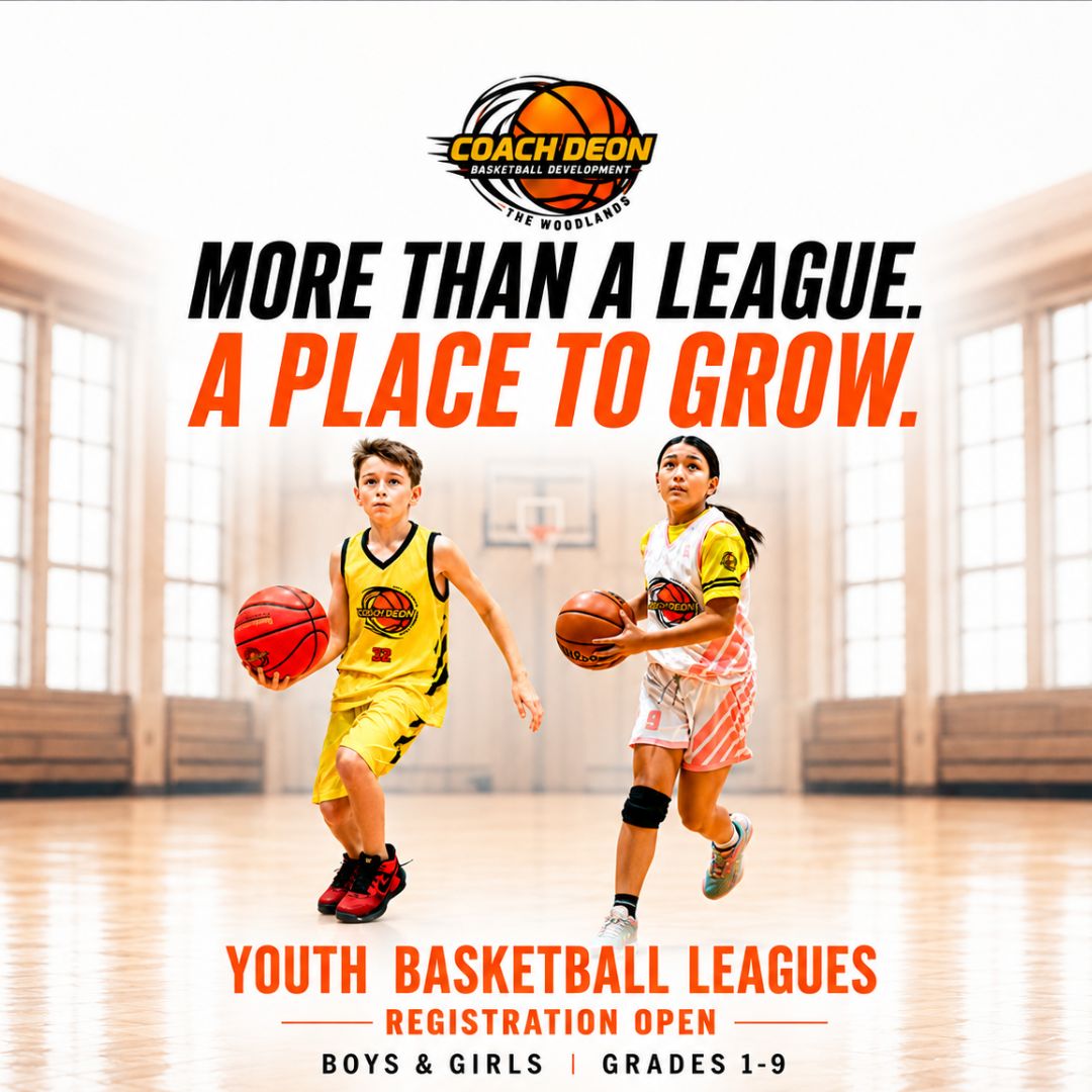 Hello Woodlands Facebook ad: Youth Basketball Leagues in The Woodlands | Coach Deon
