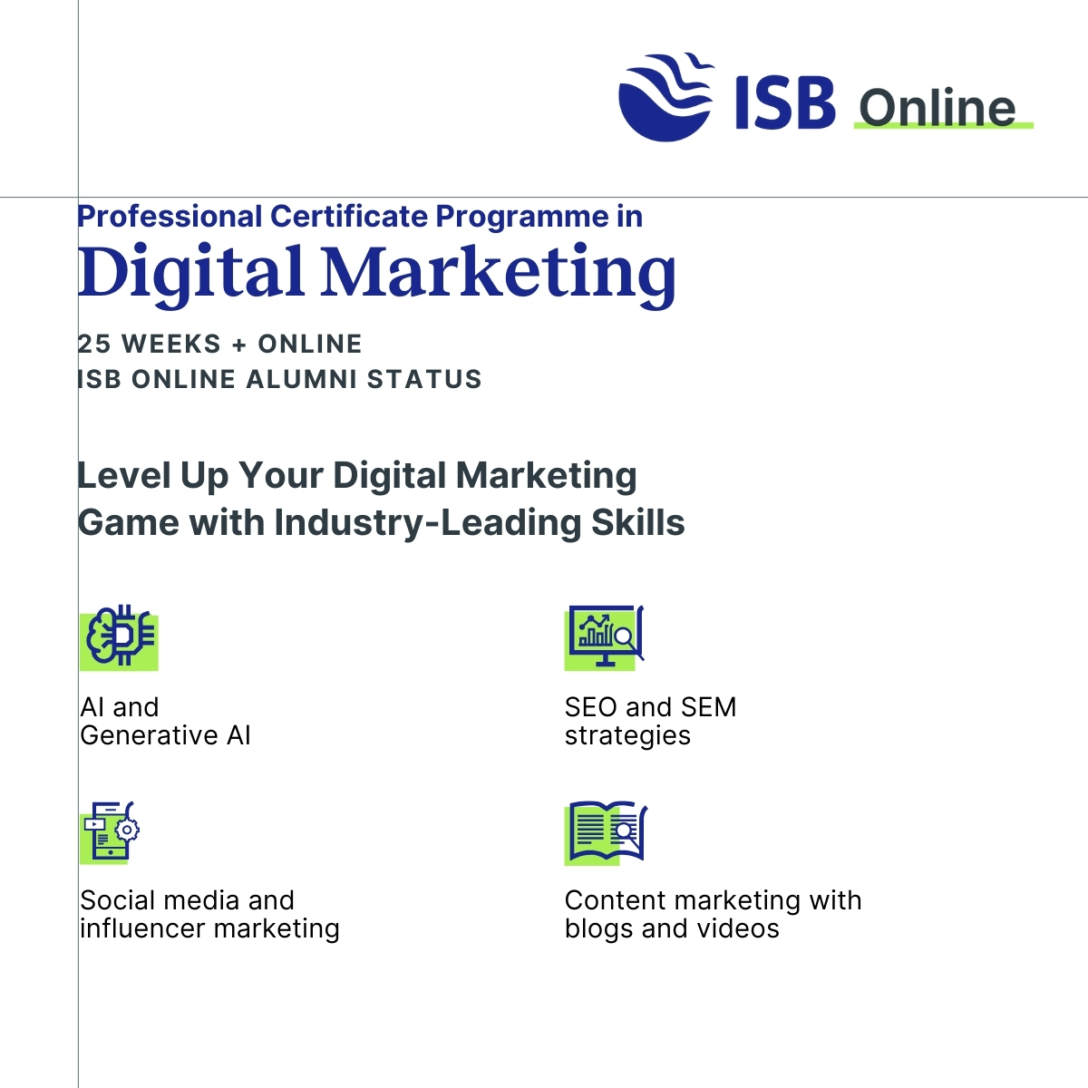 ISB Online's Professional Certificate Programme in Digital Marketing Facebook ad