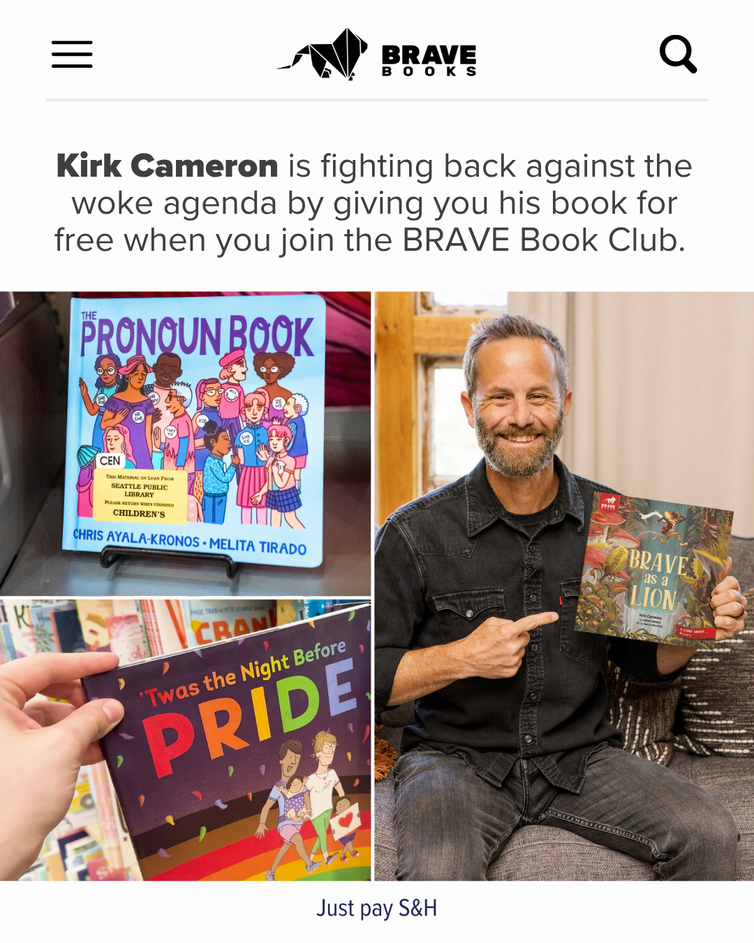 BRAVE Books Facebook ad: Get Your First Book Free