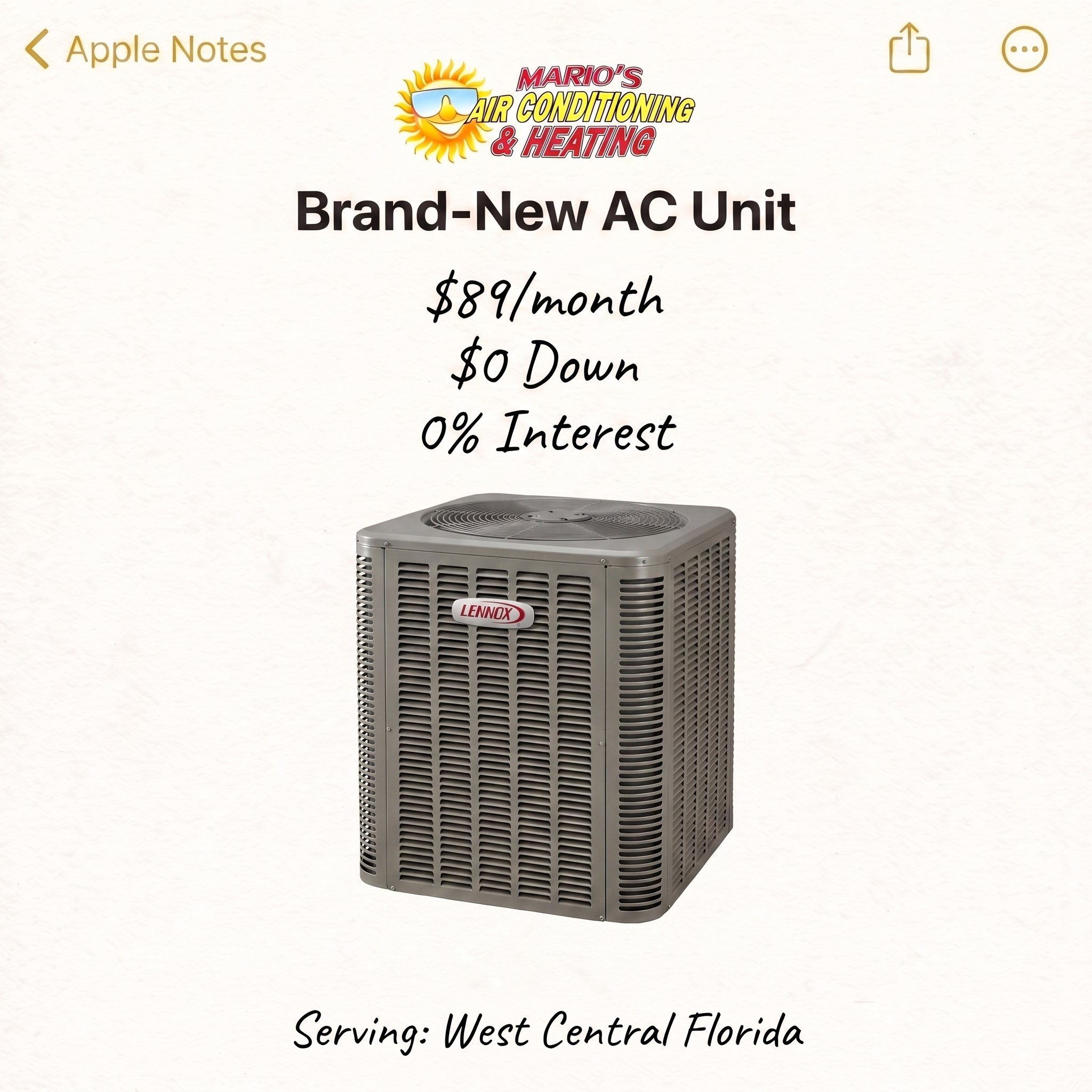 Mario's Air Conditioning & Heating Facebook ad