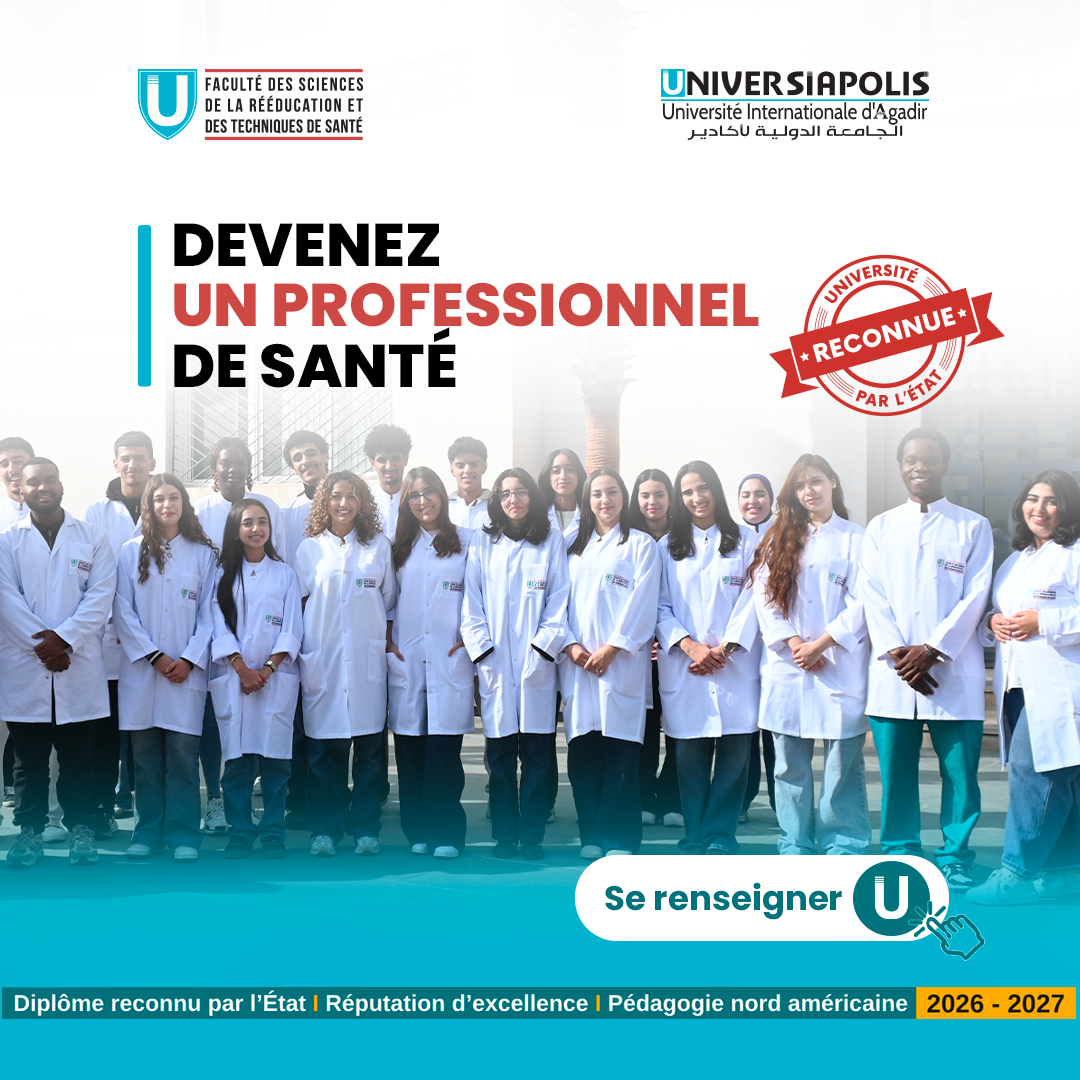 Universiapolis - Université Internationale d'Agadir Facebook ad: Spécialisez-vous en rééducation et sciences infirmières…