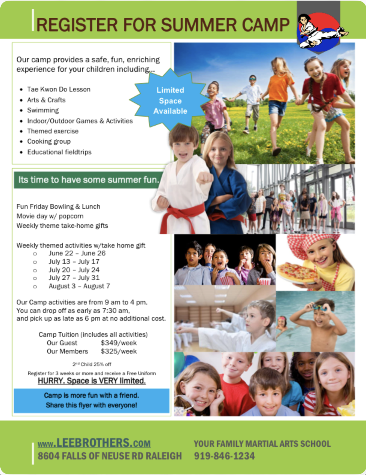 Lee Brothers Raleigh Facebook ad: Give Your Child a Summer They’ll Never Forget!