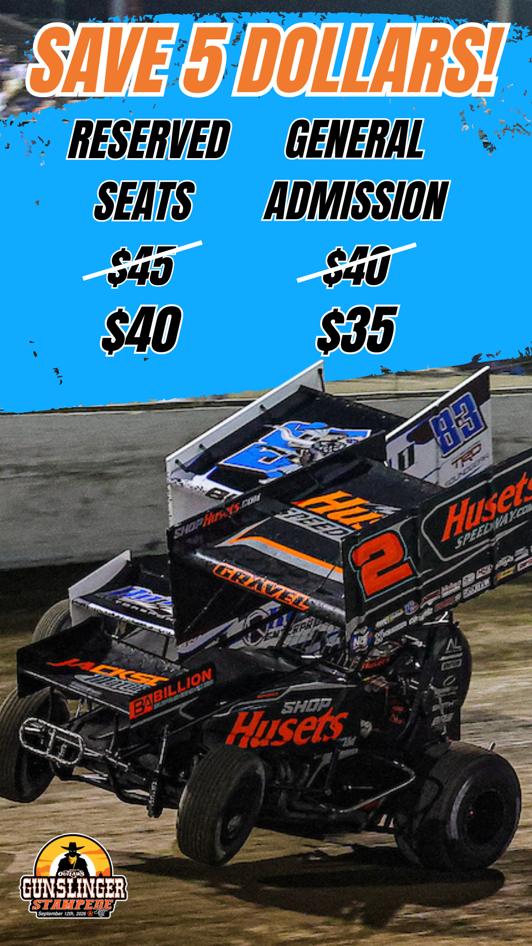 World of Outlaws Sprint Car Series Facebook ad from Aug 13, 2026