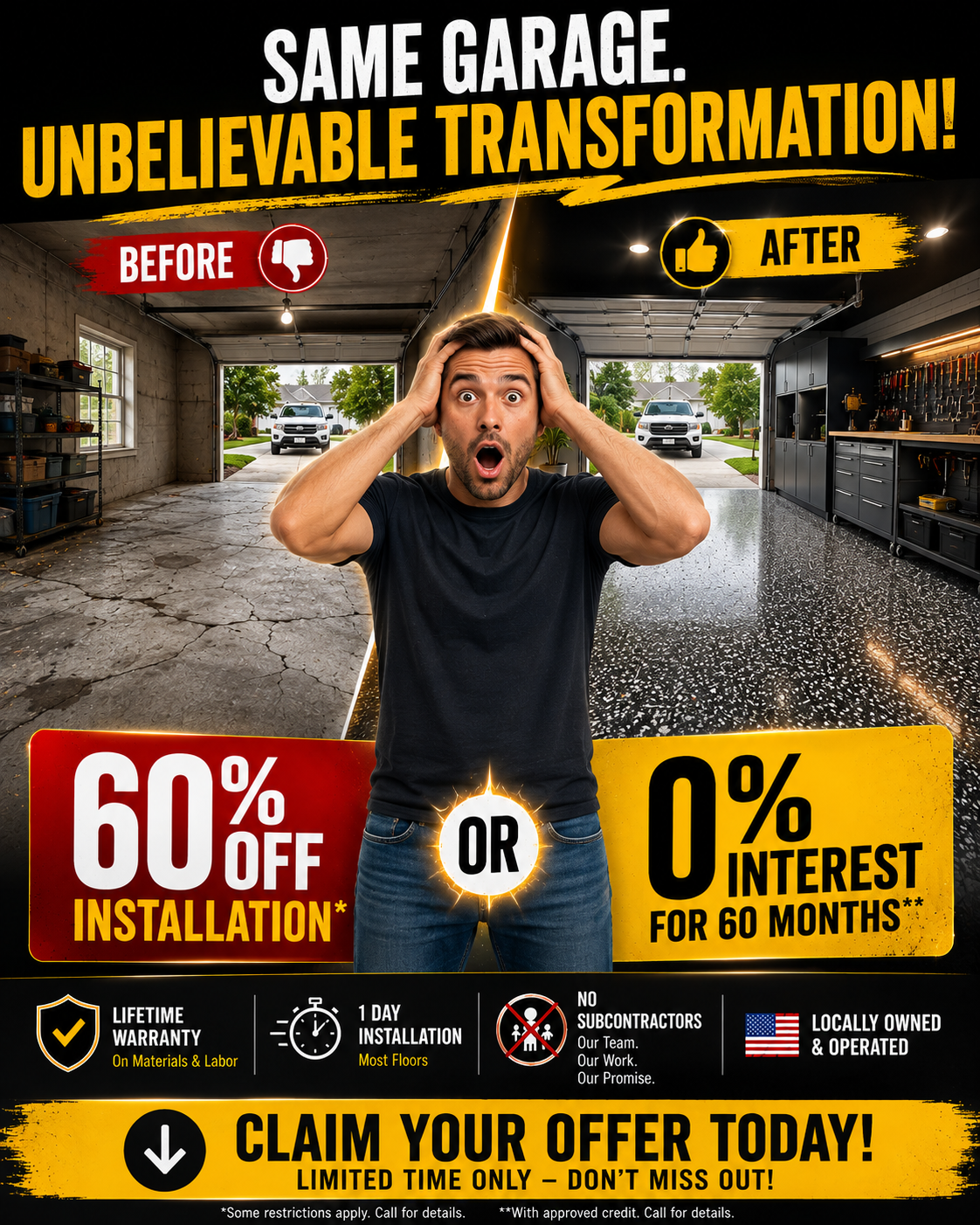 NINJA Concrete Coatings Facebook ad: Get 60% Off Installation