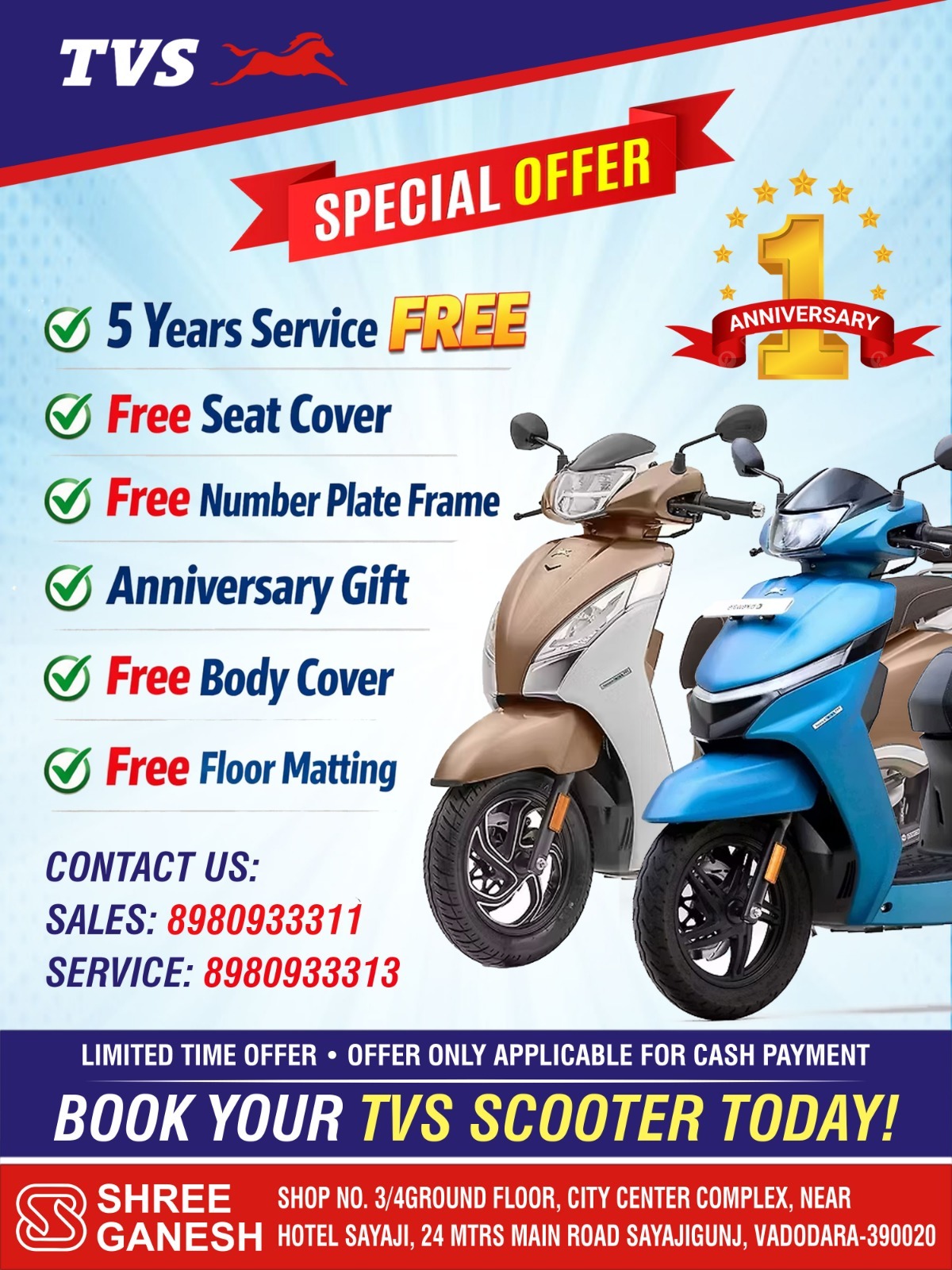 Shree Ganesh TVS Vadodara Facebook ad: Anniversary Special is LIVE!