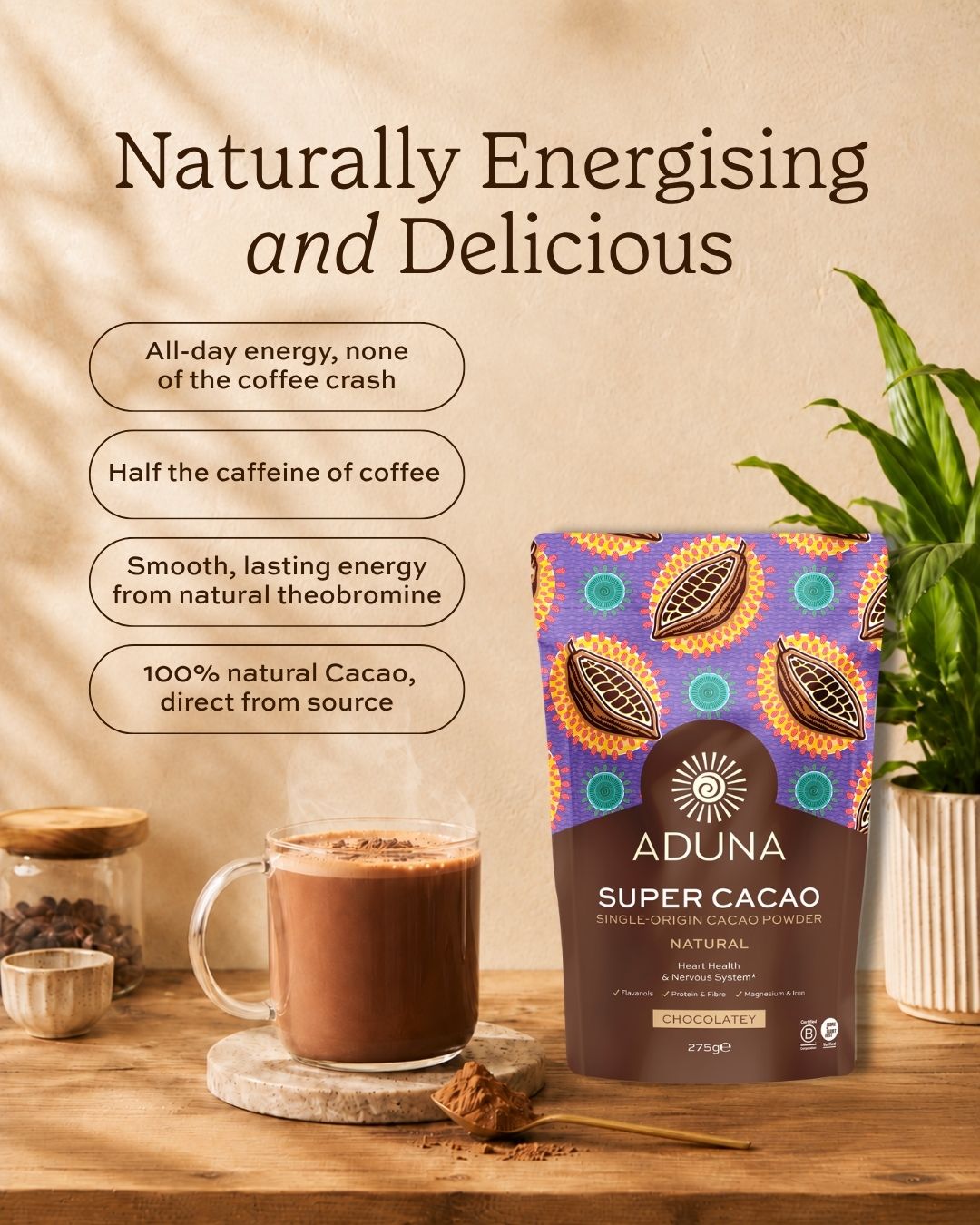 Aduna Facebook ad: Feel naturally energised.