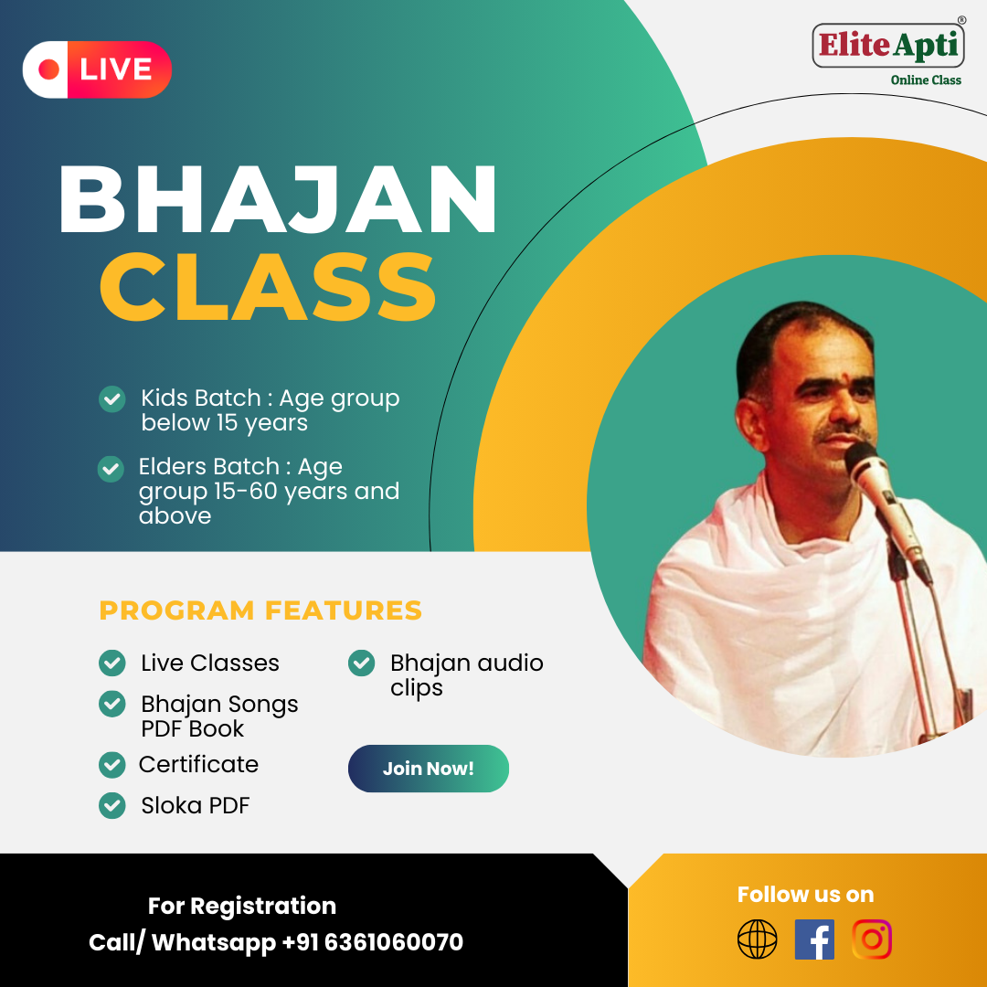EliteApti Facebook ad: Live Kannada Bhajan Classes, For Kids & Elders…
