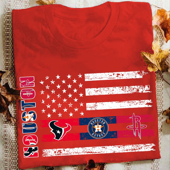 Sport Fans Facebook ad: Houston Sports American Flag Fan T-Shirt