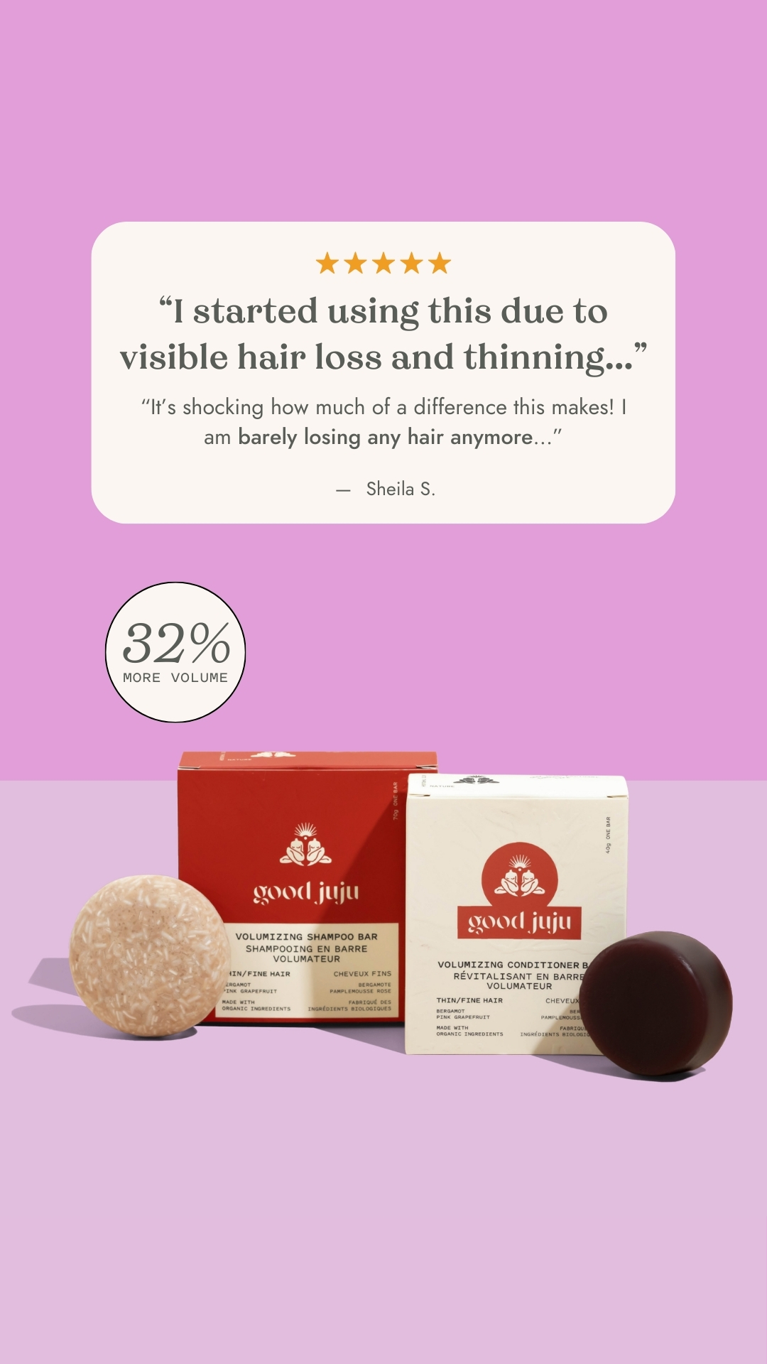 Good Juju Body & Home Facebook ad: 5 ways we tackle perimenopause hair loss!