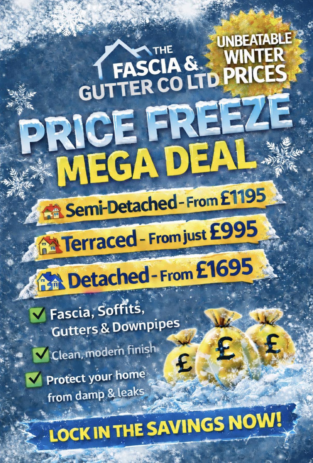 The Fascia & Gutter Co Ltd Facebook ad: � PRICE FREEZE MEGA DEAL �