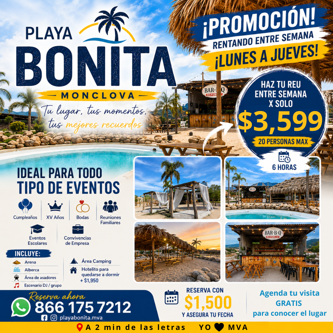 Playa Bonita Monclova Facebook ad: Chatea con nosotros