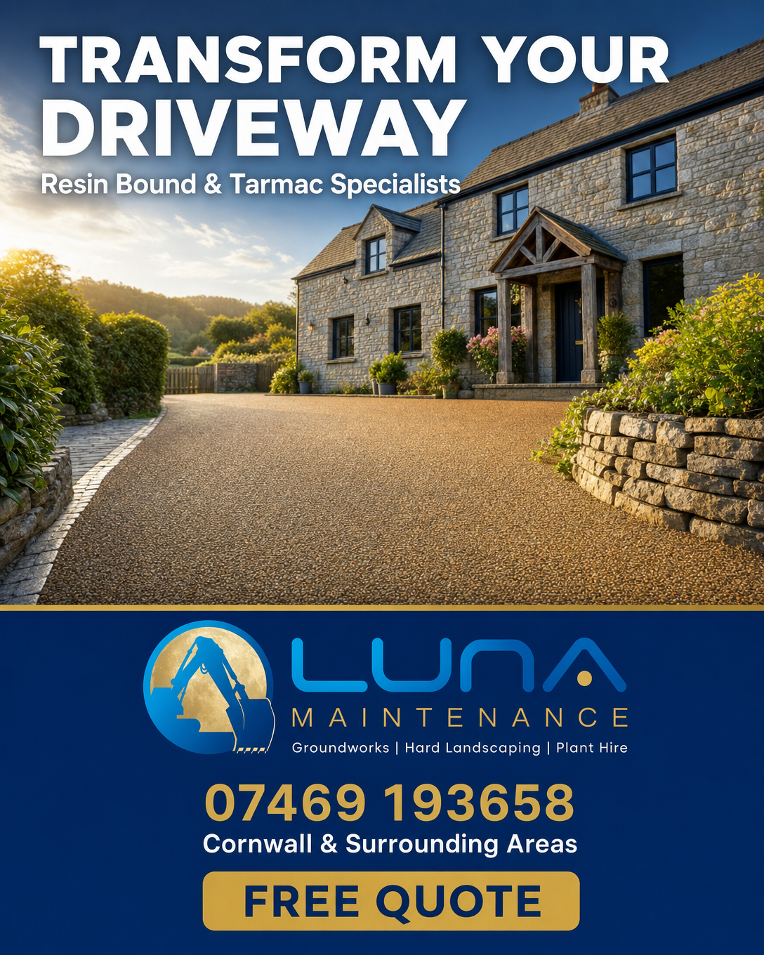 Luna Maintenance Ltd Facebook ad: Transform Your Driveway in Cornwall