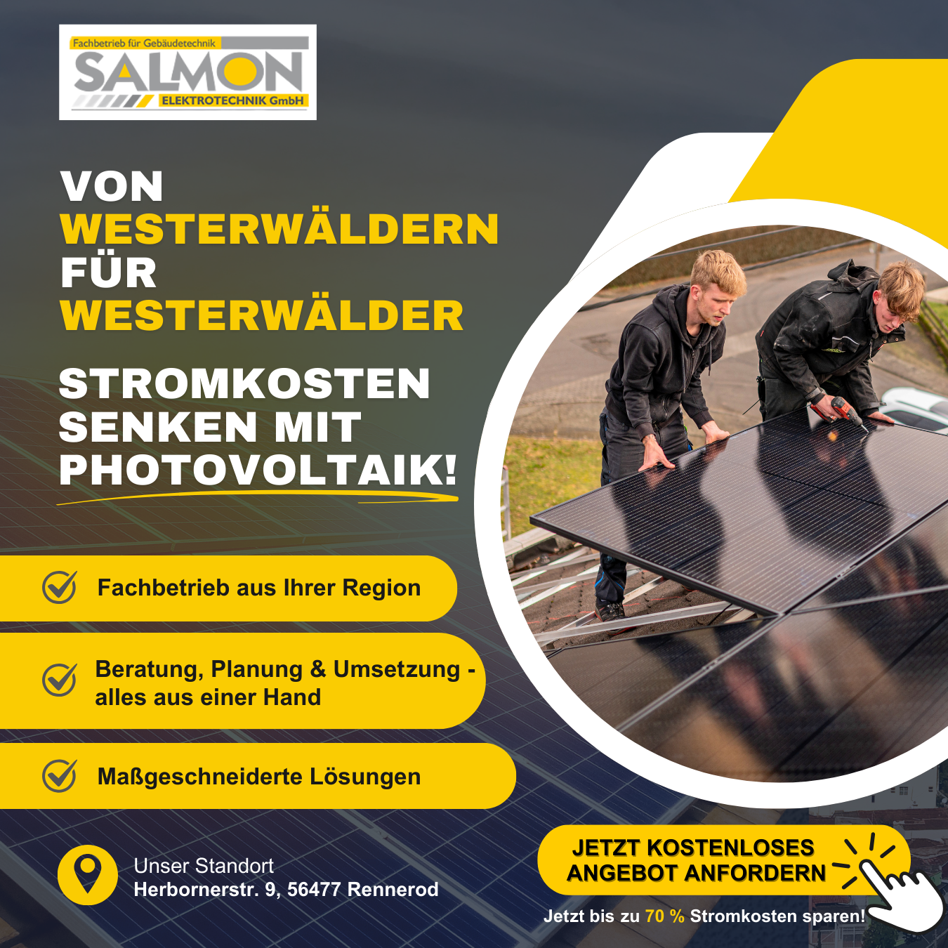 Salmon Elektrotechnik GmbH Facebook ad: Solaranlage aus Ihrer Region!