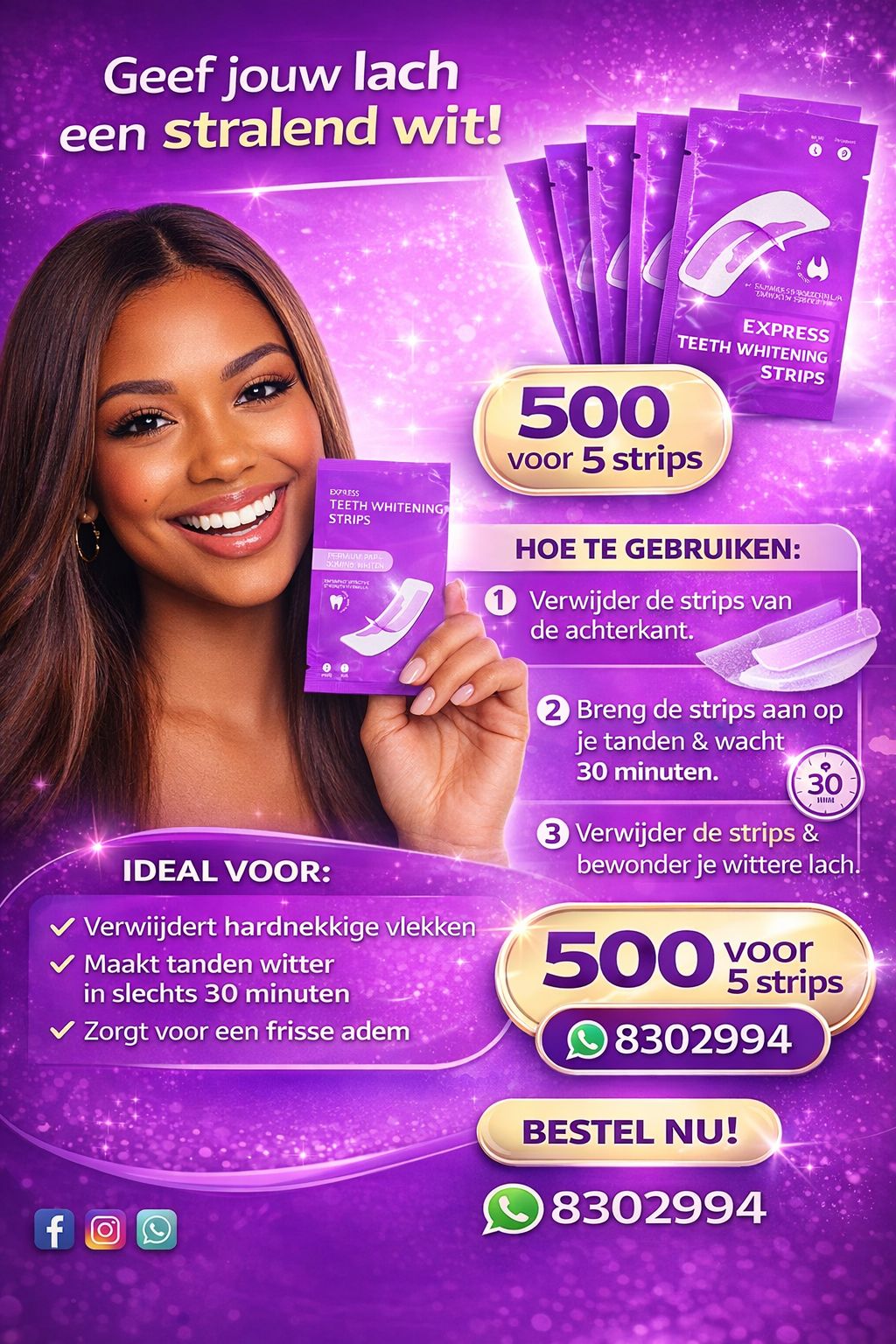ALL SALES NV Facebook ad: Stralend Witte Tanden in Slechts 30 Minuten!